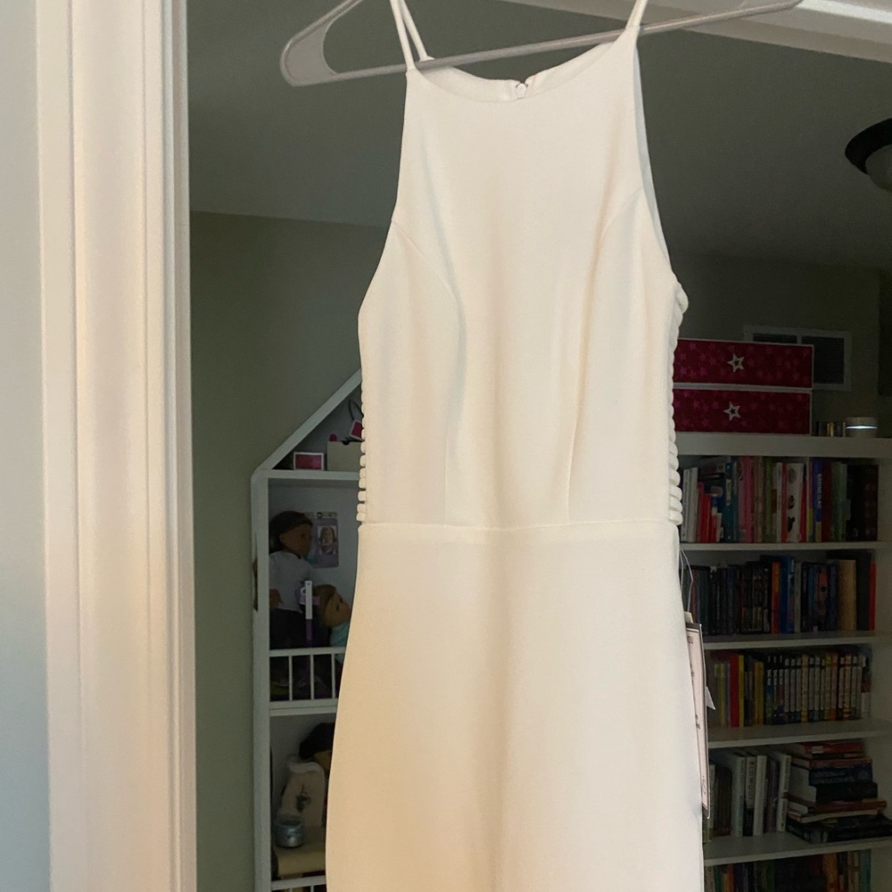 B Darlin White Halter High Neck Cutout Short Cocktail Dress